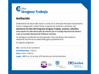 Seminario sobre los 10 años del Programa Uruguay Trabaja