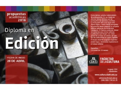 Diploma en Edición :: Charla Informativa este jueves :: CLAEH 2016
