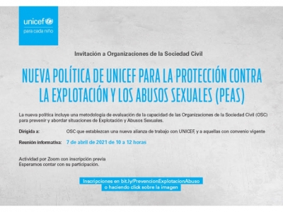 Invitación a OSC: Nueva política para la Protección contra la Explotación y los Abusos Sexuales (PEAS)