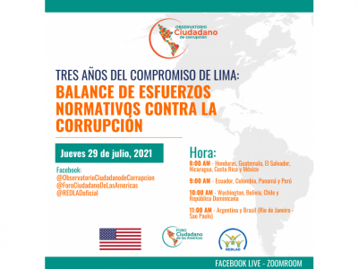 Seminario virtual | Tres años del Compromiso de Lima: balance de esfuerzos normativos contra la corrupción