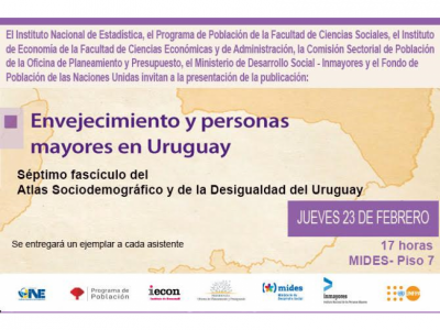 UNFPA presentará el fascículo 7 del Atlas Sociodemográfico y de la Desigualdad del Uruguay