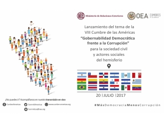 Transmisión de lanzamiento de la VIII Cumbre de las Américas en la oficina de la OEA en Montevideo